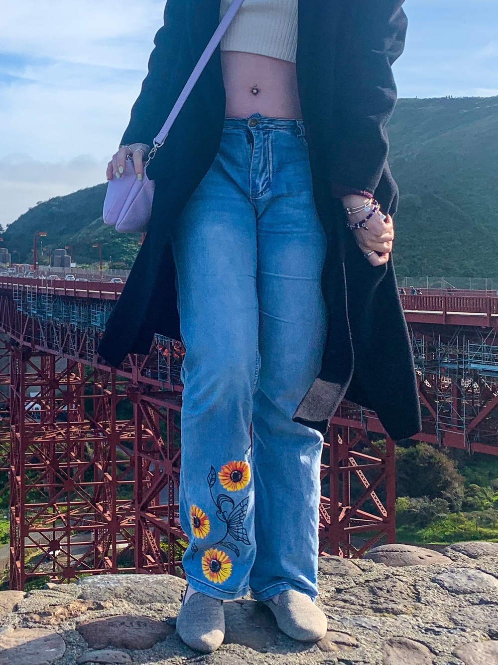 Flare light wash sunflower jeans